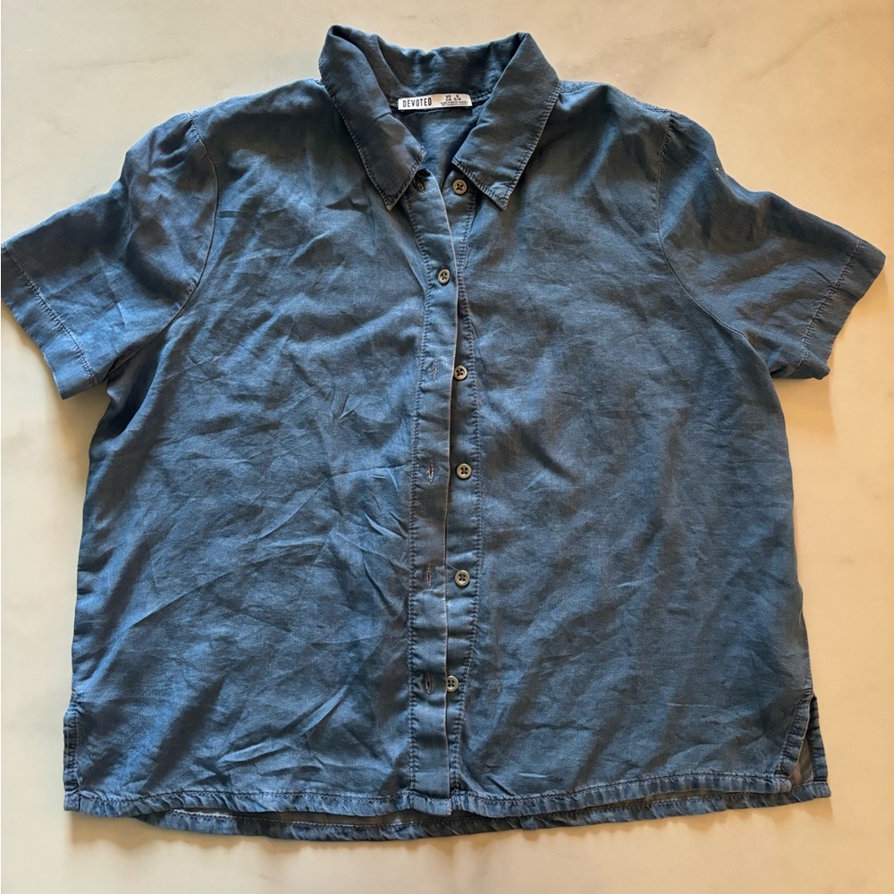 Devoted Casual Blue Button-Down Shirt Size Small